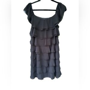 White House Black Market Black Dress with Ruffles, size 10